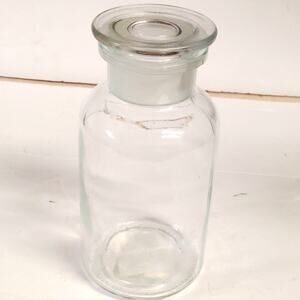 VTG Czech Glass Wide‑Mouth Apothecary Bottle w/ Ground Stopper Simax